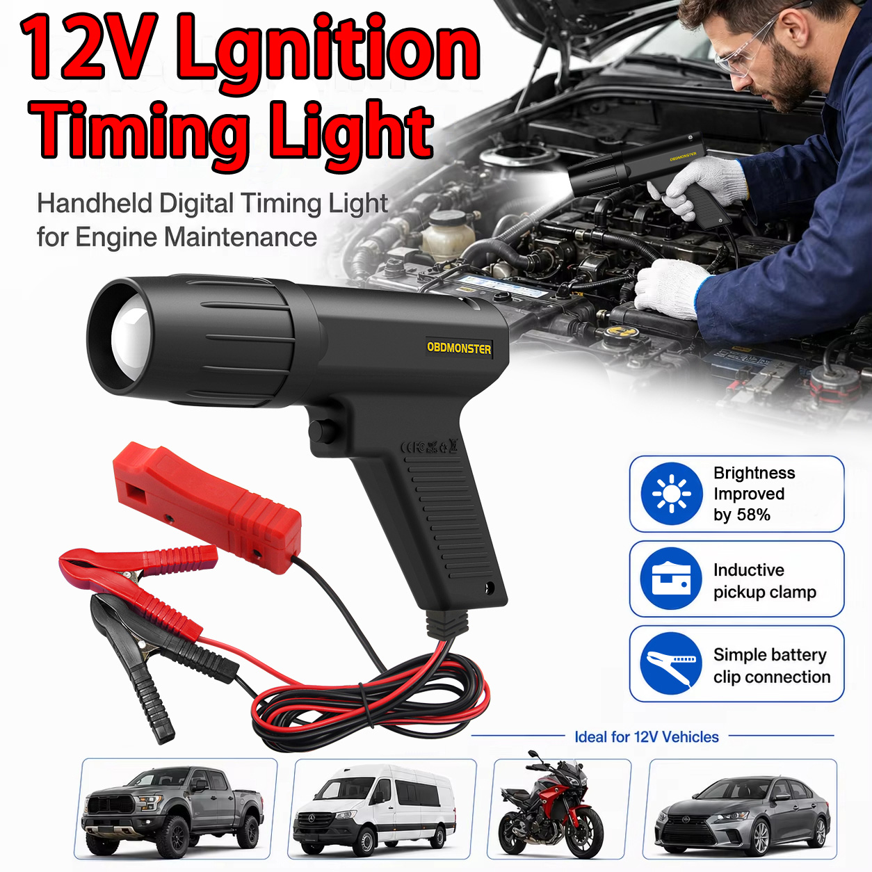 Timing Light Gun - Lampada Induttiva per Impostazione Fasatura Accensione